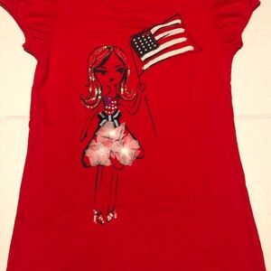 GAP Kids Girl Red Short Sleeve Tee with Graphic, Perfect for July 4th